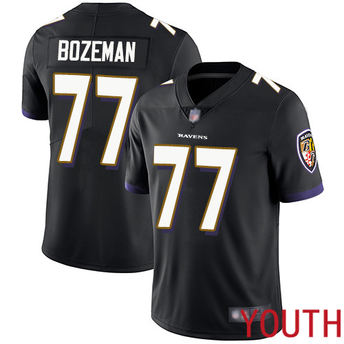Baltimore Ravens Limited Black Youth Bradley Bozeman Alternate Jersey NFL Football #77 Vapor Untouchable->youth nfl jersey->Youth Jersey